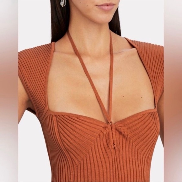 Jonathan Simkhai Florence Midi Dress Cognac size S - Picture 3 of 10